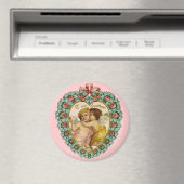 Vintag Valentine Afftektionate Cherubs Magnet (In Situ (Geschirrspüler))