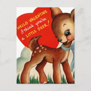 Vintag Valentine Baby Deer Feiertagspostkarte