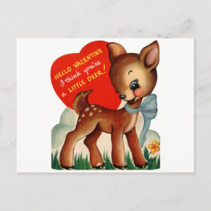 Vintag Valentine Baby Deer Feiertagspostkarte