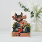 Vintag Valentine Cat Postkarte (Stehend Vorderseite)
