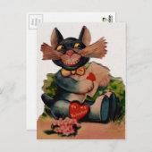 Vintag Valentine Cat Postkarte (Vorne/Hinten)