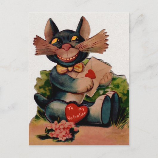 Vintag Valentine Cat Postkarte (Vorderseite)