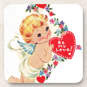 Vintag Valentine Cherub Angel Be Meine Liebe Getränkeuntersetzer