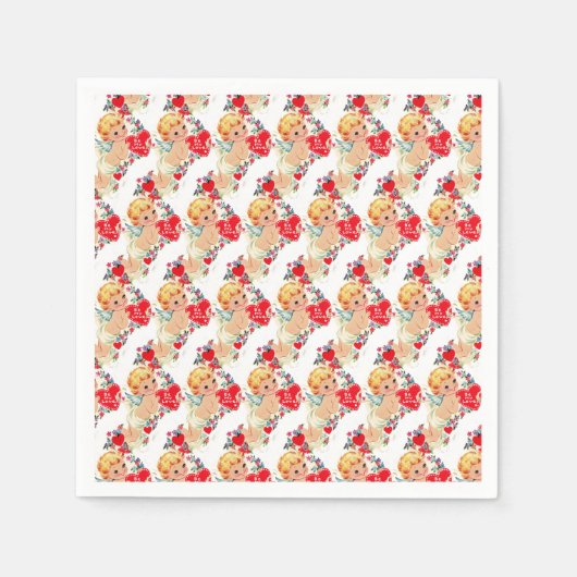 Vintag Valentine Cherub Angel Be Meine Liebe Serviette (Vorderseite)