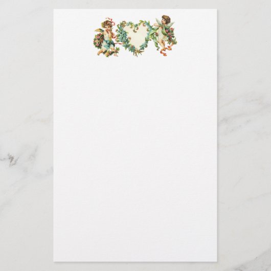 Vintag Valentine Cherubs Briefpapier (Vorderseite)