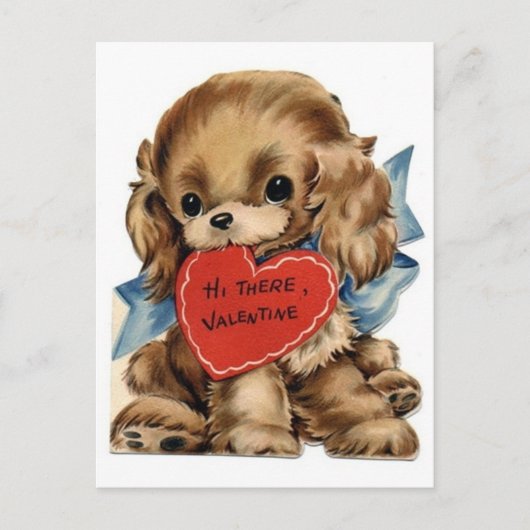 Vintag Valentine Cocker Spaniel Feiertagspostkarte (Vorderseite)