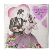 Vintag Valentine Couple Fliese (Vorderseite)