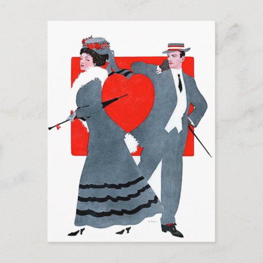 Vintag Valentine Couple Postkarte (Vorderseite)