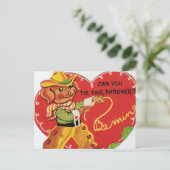 Vintag Valentine Cowboy Hog Feiertagspostkarte (Stehend Vorderseite)