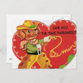 Vintag Valentine Cowboy Hog Feiertagspostkarte (Vorne/Hinten)