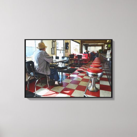 Vintag Valentine Diner Interior Leinwanddruck (Vorderseite)