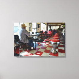 Vintag Valentine Diner Interior Leinwanddruck