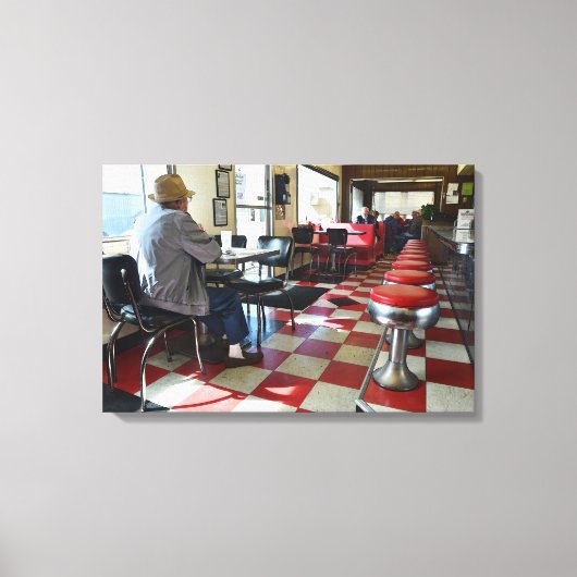 Vintag Valentine Diner Interior Leinwanddruck (Vorderseite)