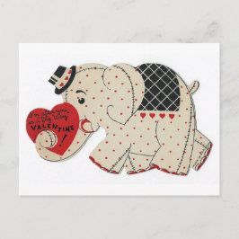Vintag Valentine Elephant Postkarte
