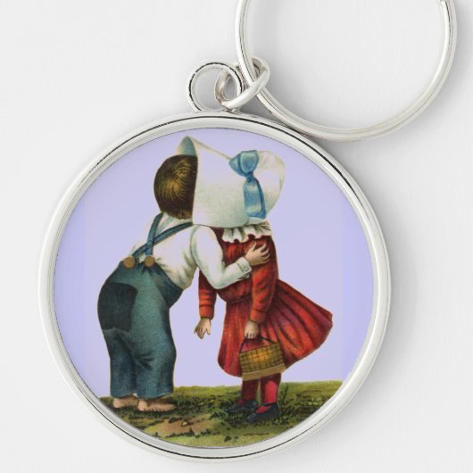 Vintag Valentine First Kiss Schlüsselanhänger (Vorne)