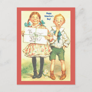 Vintag Valentine Funny Young Couple für jedermann Postkarte