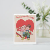 Vintag Valentine Greetings Dutch Children Feiertagspostkarte (Stehend Vorderseite)