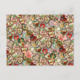 Vintag Valentine Hearts Feiertagspostkarte