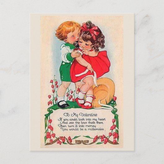 Vintag Valentine Kiss Feiertagspostkarte (Vorderseite)