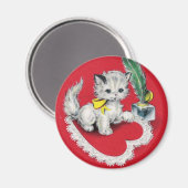 Vintag Valentine Kitty Magnet (Vorderseite/Rückseite)