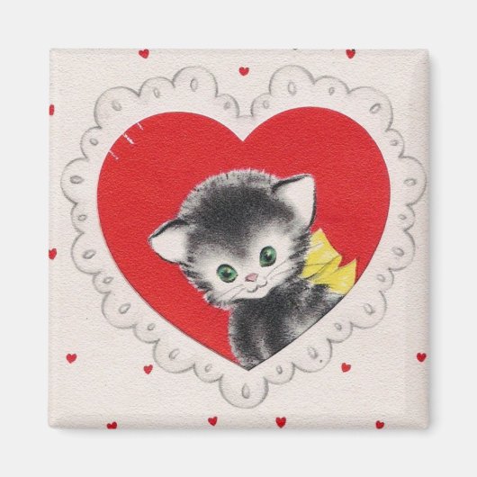 Vintag Valentine Kitty Magnet (Vorne)