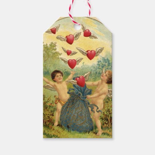 Vintag Valentine My Liebe Cherubs Geschenkanhänger (Vorderseite)