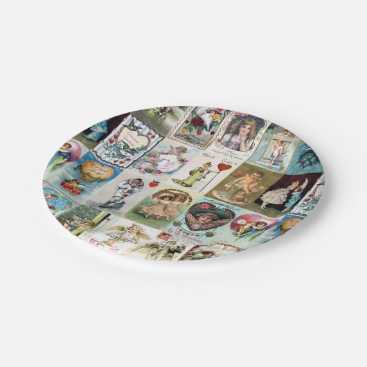 Vintag Valentine Pappteller (Schrägansicht)