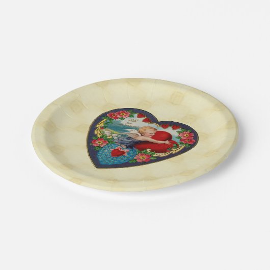 Vintag Valentine Pappteller (Schrägansicht)
