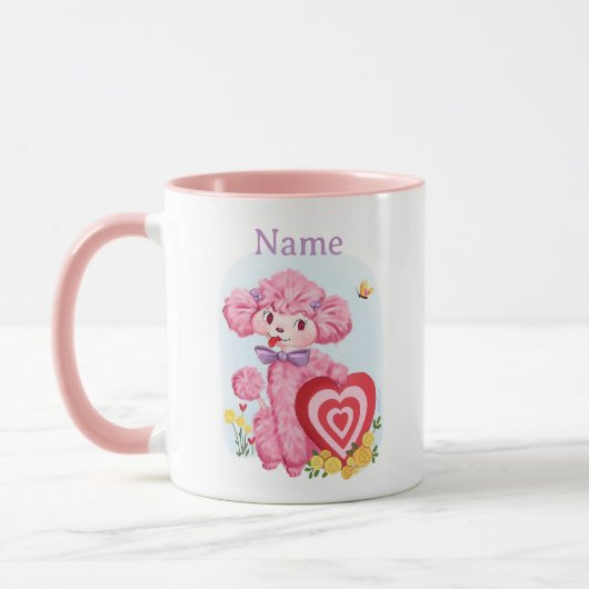 Vintag Valentine Pink Poodle Tasse (Links)