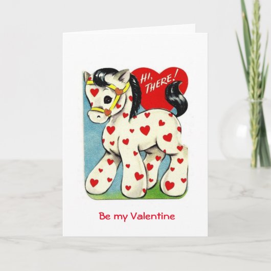 Vintag Valentine Pony Feiertagskarte (Vorderseite)