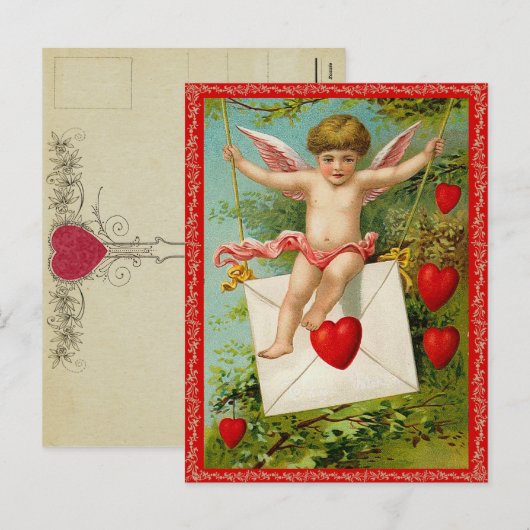 Vintag Valentine Postkarte (Vorne/Hinten)