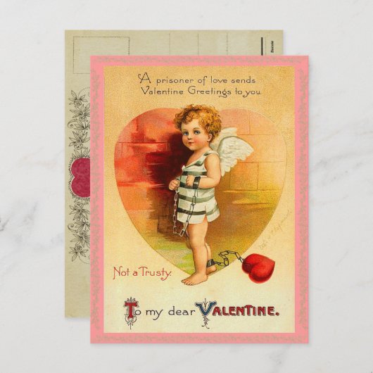 Vintag Valentine Postkarte (Vorne/Hinten)