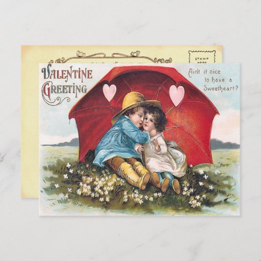 Vintag Valentine Postkarte (Vorne/Hinten)