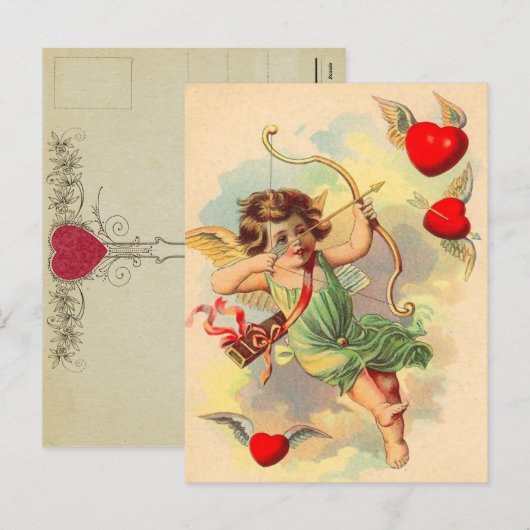 Vintag Valentine Postkarte (Vorne/Hinten)