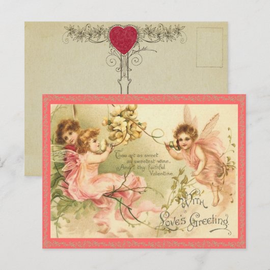 Vintag Valentine Postkarte (Vorne/Hinten)