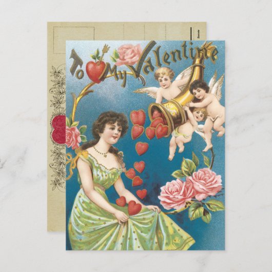 Vintag Valentine Postkarte (Vorne/Hinten)