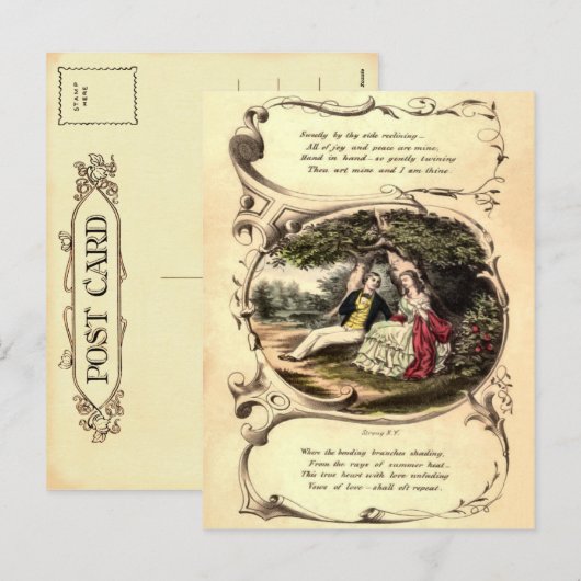 Vintag Valentine Postkarte (Vorne/Hinten)