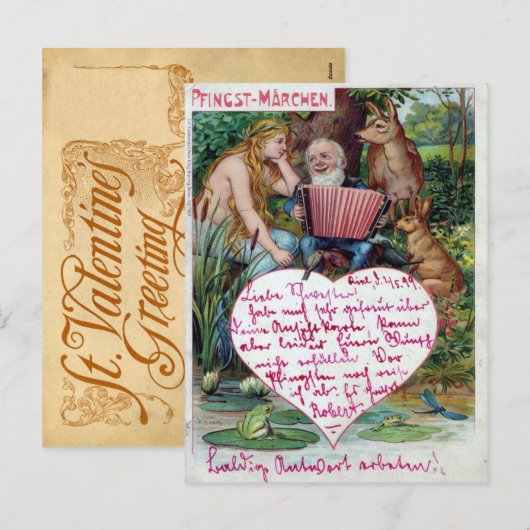 Vintag Valentine Postkarte (Vorne/Hinten)