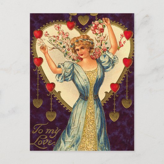 Vintag Valentine Postkarte (Vorderseite)