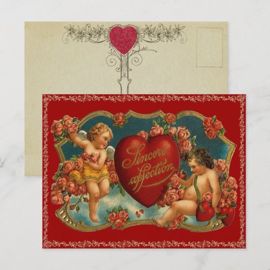 Vintag Valentine Postkarte (Vorne/Hinten)