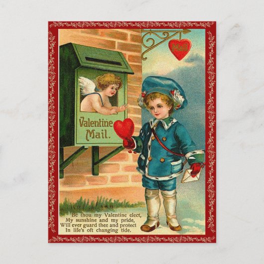 Vintag Valentine Postkarte (Vorderseite)