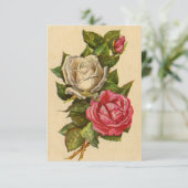 Vintag Valentine Rose Urlaub Postkarte (Stehend Vorderseite)