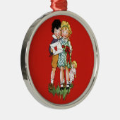 Vintag Valentine Silbernes Ornament (Rechts)