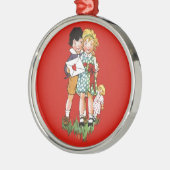 Vintag Valentine Silbernes Ornament (Links)