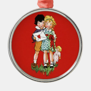 Vintag Valentine Silbernes Ornament