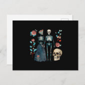 Vintag Valentine Skeleton Collage Postkarte (Vorne/Hinten)