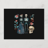 Vintag Valentine Skeleton Collage Postkarte (Vorderseite)