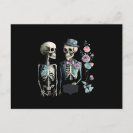 Vintag Valentine Skeleton Couple Postkarte