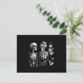 Vintag Valentine Skeleton Couple Postkarte (Stehend Vorderseite)