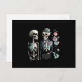 Vintag Valentine Skeleton Couple Postkarte (Vorne/Hinten)